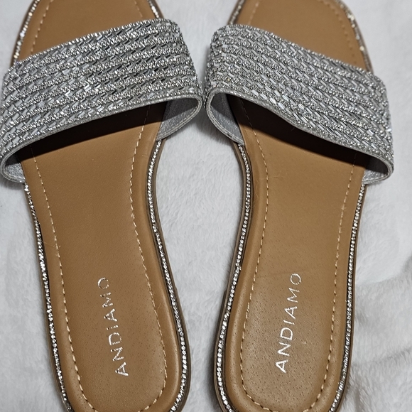 Sparkling Silver Slide Sandals - Picture 3 of 3